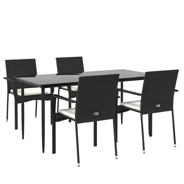 Set mobilier de grădină cu perne, 5 piese, negru, poliratan - WALTI WALTI