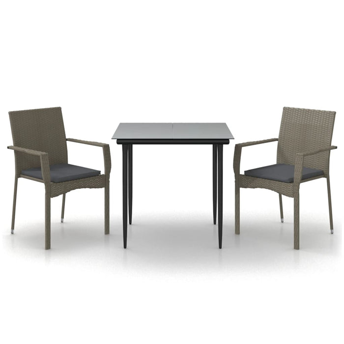 Set mobilier de grădină cu perne, 3 piese, negru/gri, poliratan WALTI