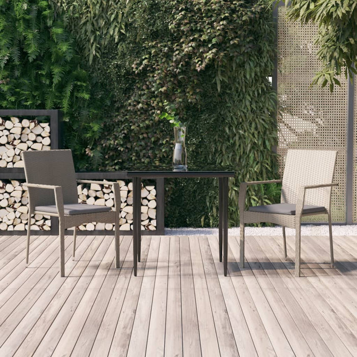 Set mobilier de grădină cu perne, 3 piese, negru/gri, poliratan WALTI