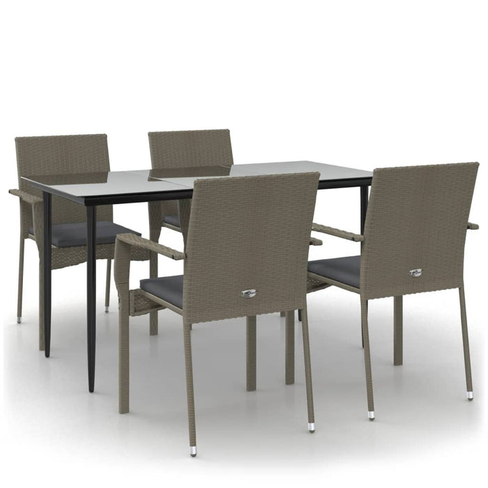 Set mobilier grădină cu perne, 5 piese, negru și gri, poliratan - WALTI WALTI