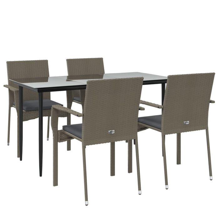 Set mobilier grădină cu perne, 5 piese, negru și gri, poliratan - WALTI WALTI