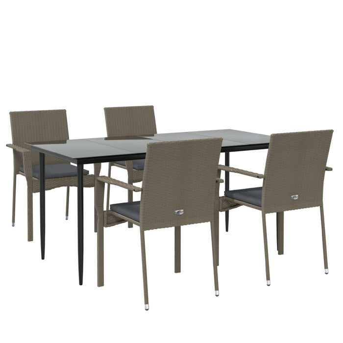Set mobilier grădină cu perne, 5 piese, negru și gri, poliratan - WALTI WALTI
