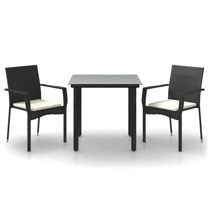 Set mobilier de grădină cu perne, 3 piese, negru, poliratan - WALTI WALTI