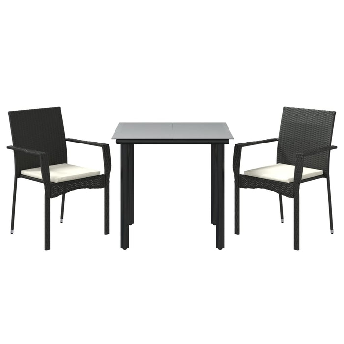 Set mobilier de grădină cu perne, 3 piese, negru, poliratan - WALTI WALTI