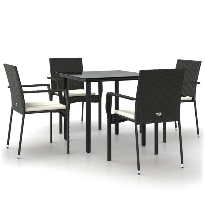 Set mobilier de grădină cu perne, 5 piese, negru, poliratan - WALTI WALTI