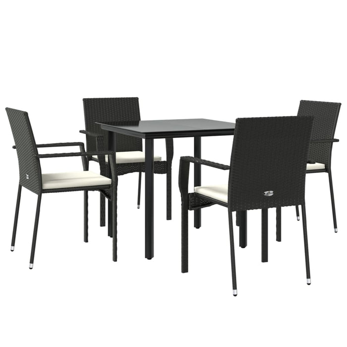 Set mobilier de grădină cu perne, 5 piese, negru, poliratan - WALTI WALTI