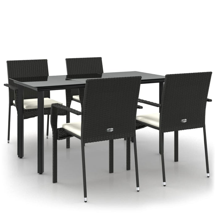 Set mobilier de grădină cu perne, 5 piese, negru, poliratan - WALTI WALTI