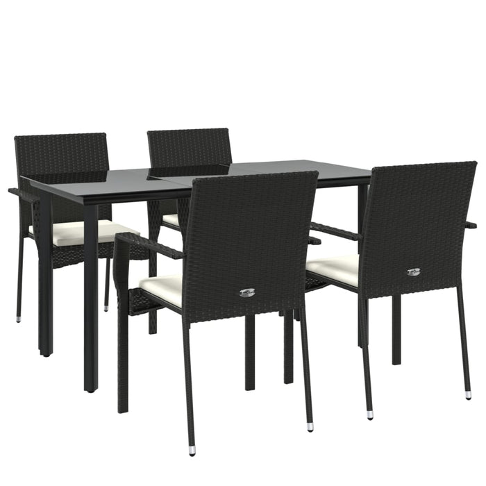 Set mobilier de grădină cu perne, 5 piese, negru, poliratan - WALTI WALTI