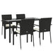 Set mobilier de grădină cu perne, 5 piese, negru, poliratan - WALTI WALTI