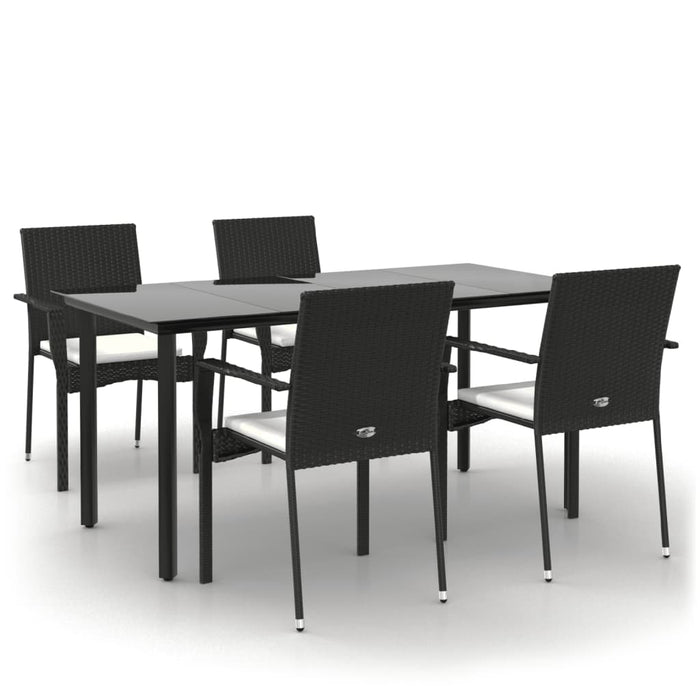 Set mobilier de grădină cu perne, 5 piese, negru, poliratan - WALTI WALTI