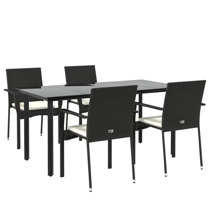 Set mobilier de grădină cu perne, 5 piese, negru, poliratan - WALTI WALTI