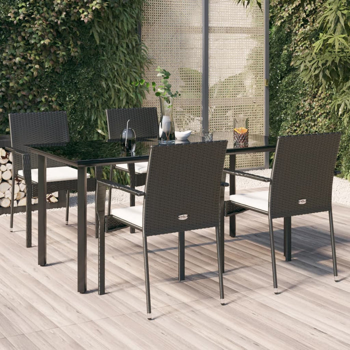 Set mobilier de grădină cu perne, 5 piese, negru, poliratan - WALTI WALTI