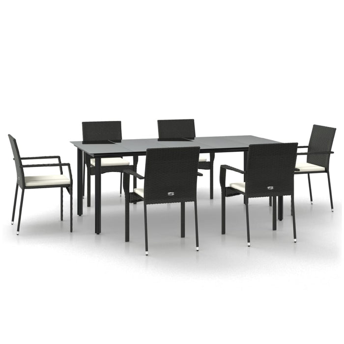 Set mobilier de grădină cu perne, 7 piese, negru, poliratan - WALTI WALTI