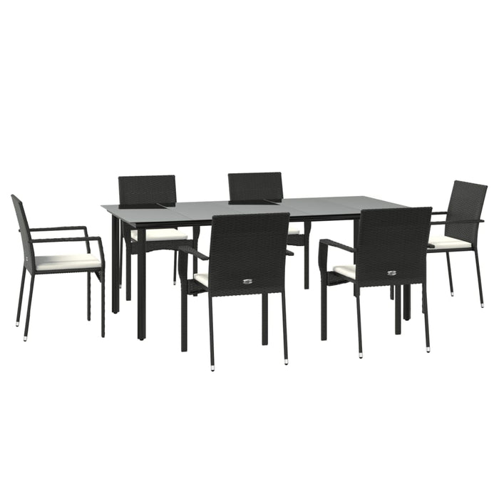 Set mobilier de grădină cu perne, 7 piese, negru, poliratan - WALTI WALTI