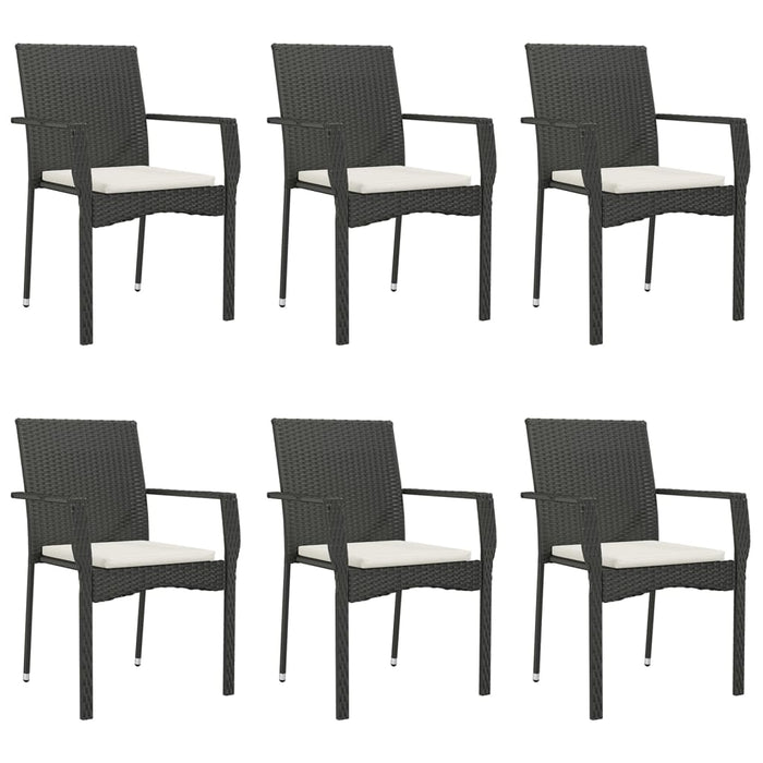 Set mobilier de grădină cu perne, 7 piese, negru, poliratan - WALTI WALTI