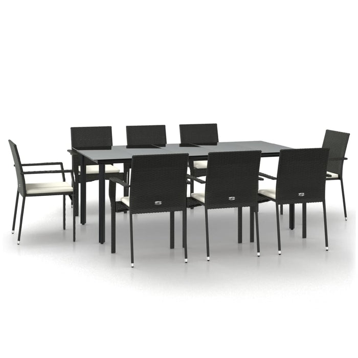 Set mobilier de grădină cu perne, 9 piese, negru, poliratan - WALTI WALTI