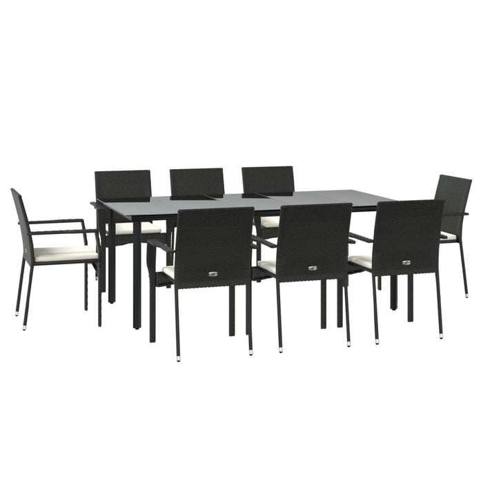Set mobilier de grădină cu perne, 9 piese, negru, poliratan - WALTI WALTI