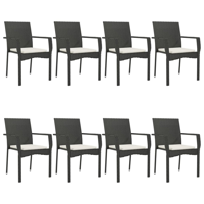 Set mobilier de grădină cu perne, 9 piese, negru, poliratan - WALTI WALTI