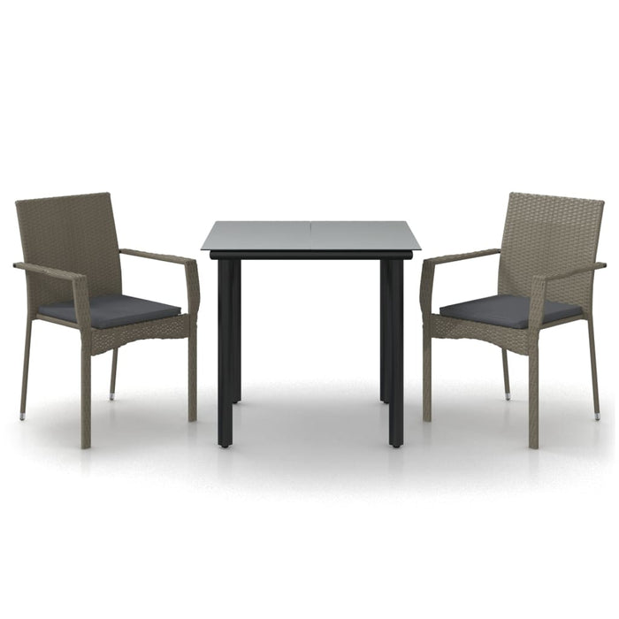 Set mobilier de grădină cu perne, 3 piese, negru/gri, poliratan - WALTI WALTI