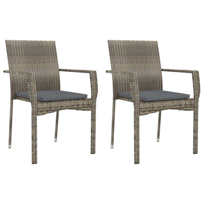 Set mobilier de grădină cu perne, 3 piese, negru/gri, poliratan - WALTI WALTI
