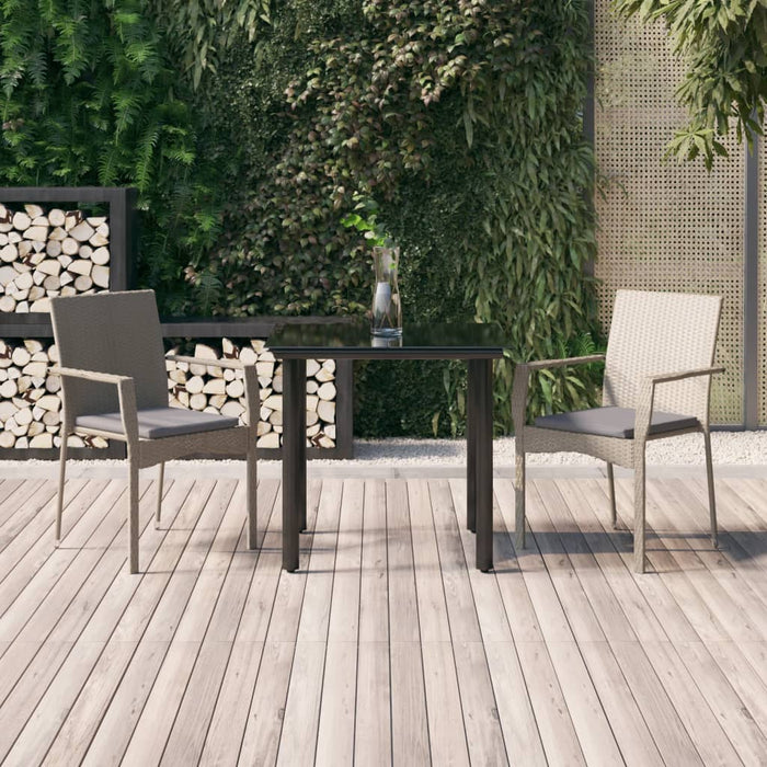 Set mobilier de grădină cu perne, 3 piese, negru/gri, poliratan - WALTI WALTI