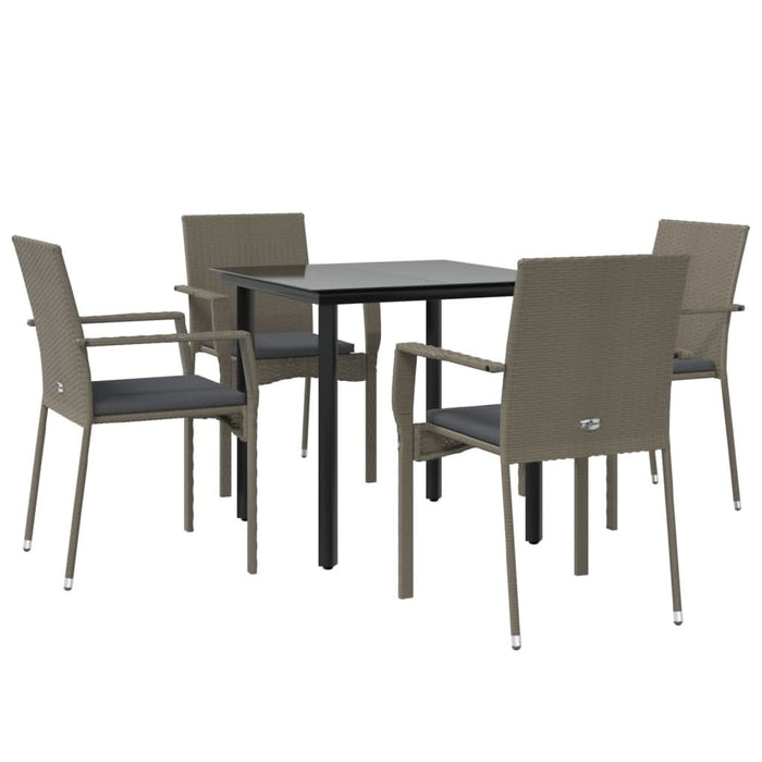 Set mobilier grădină cu perne, 5 piese, negru și gri, poliratan - WALTI WALTI