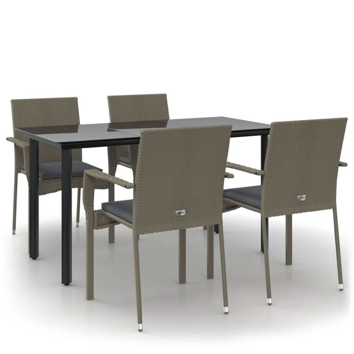 Set mobilier grădină cu perne, 5 piese, negru și gri, poliratan - WALTI WALTI
