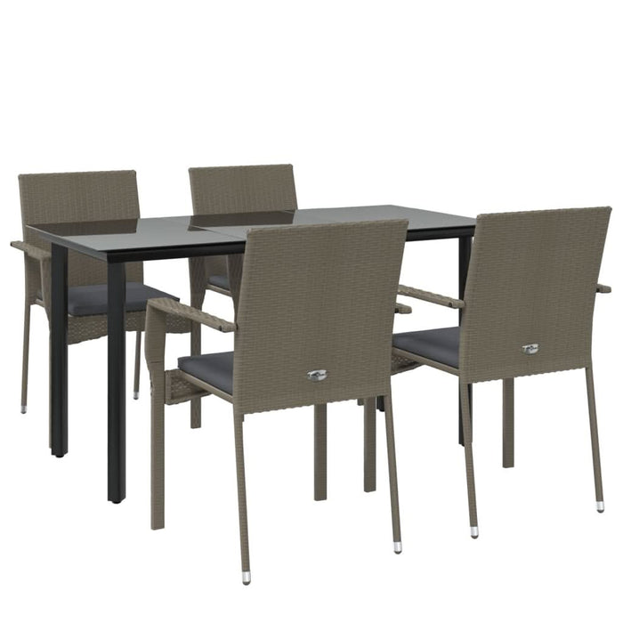 Set mobilier grădină cu perne, 5 piese, negru și gri, poliratan - WALTI WALTI