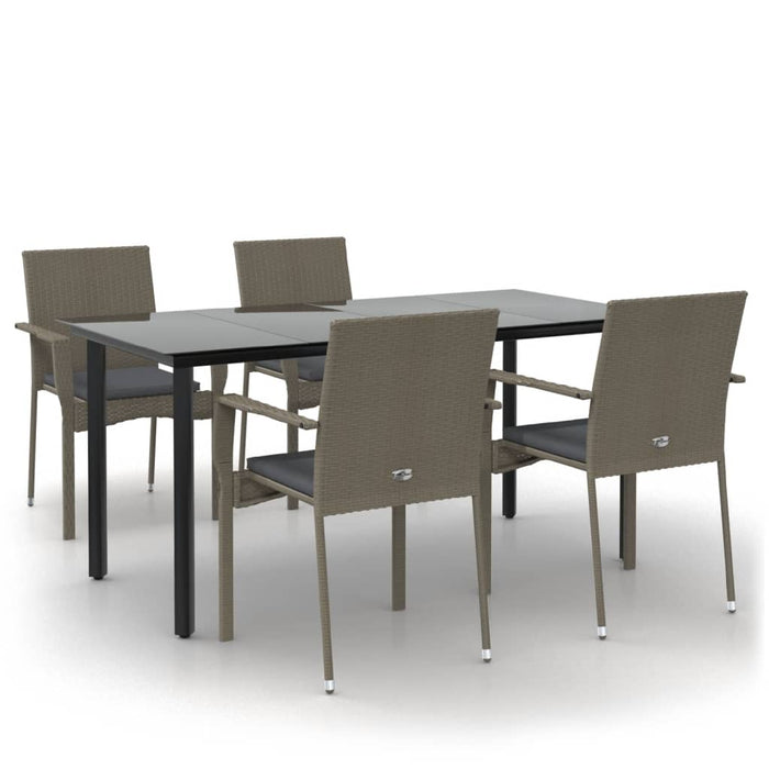 Set mobilier grădină cu perne, 5 piese, negru și gri, poliratan - WALTI WALTI