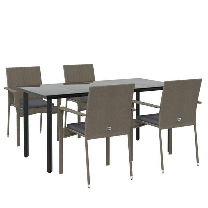 Set mobilier grădină cu perne, 5 piese, negru și gri, poliratan - WALTI WALTI