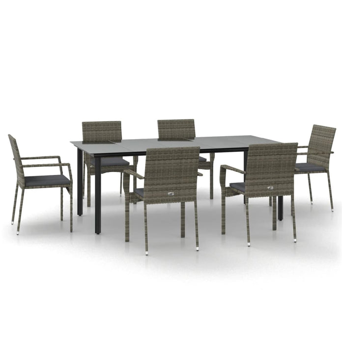 Set mobilier de grădină cu perne, 7 piese, negru/gri, poliratan - WALTI WALTI