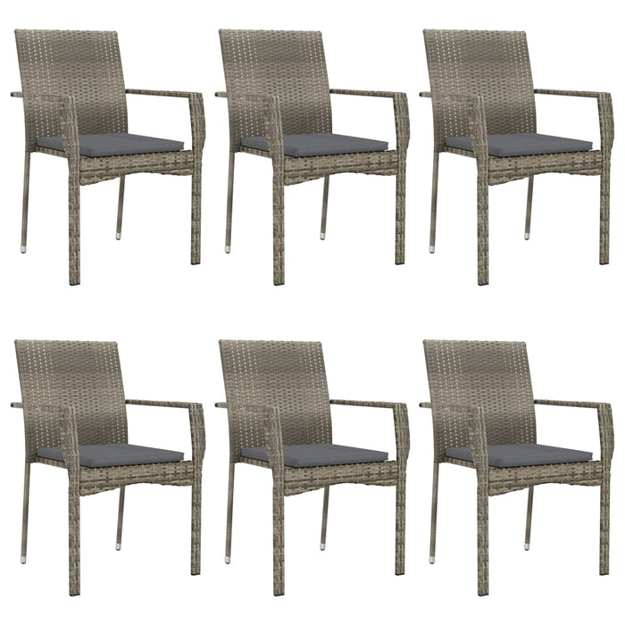 Set mobilier de grădină cu perne, 7 piese, negru/gri, poliratan - WALTI WALTI