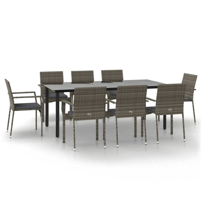 Set mobilier de grădină cu perne, 9 piese, negru/gri, poliratan - WALTI WALTI