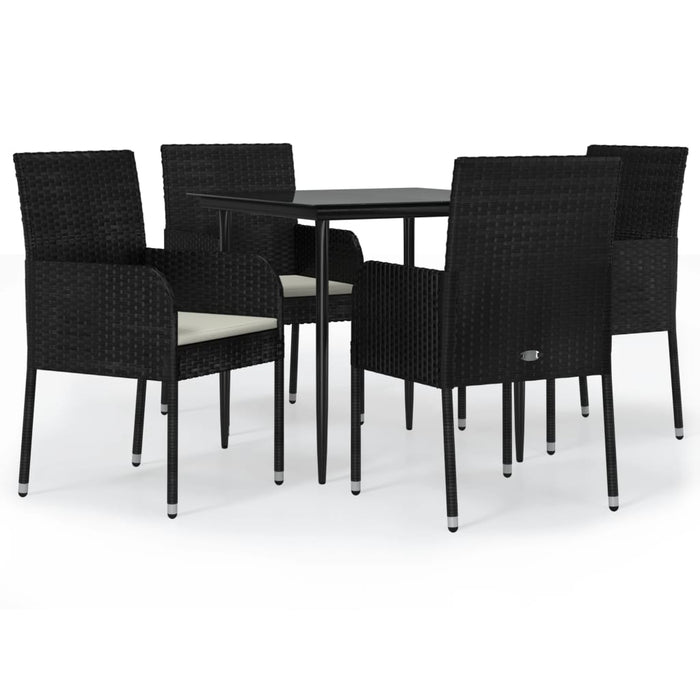 Set mobilier de grădină cu perne, 5 piese, negru, poliratan - WALTI WALTI