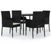 Set mobilier de grădină cu perne, 5 piese, negru, poliratan - WALTI WALTI