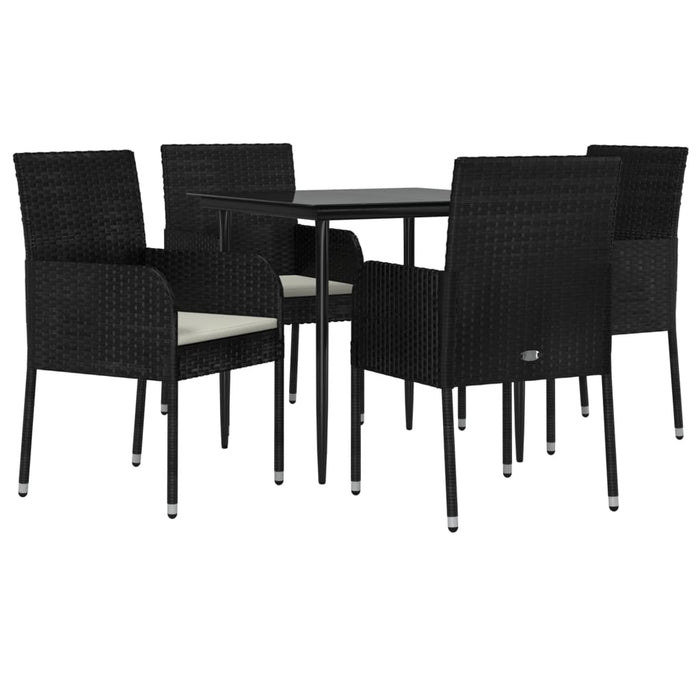 Set mobilier de grădină cu perne, 5 piese, negru, poliratan - WALTI WALTI