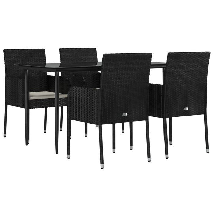 Set mobilier de grădină cu perne, 5 piese, negru, poliratan - WALTI WALTI