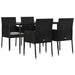Set mobilier de grădină cu perne, 5 piese, negru, poliratan - WALTI WALTI