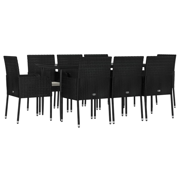 Set mobilier de grădină cu perne, 9 piese, negru, poliratan - WALTI WALTI