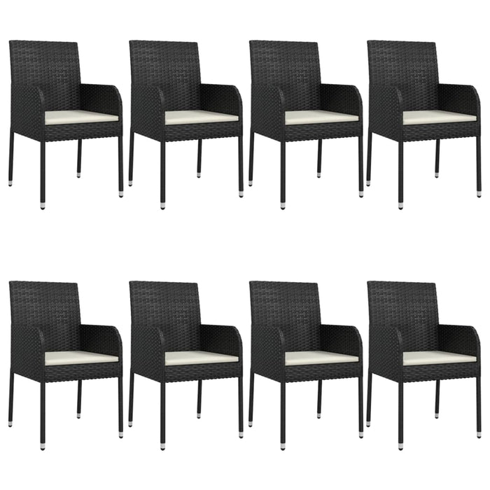 Set mobilier de grădină cu perne, 9 piese, negru, poliratan - WALTI WALTI