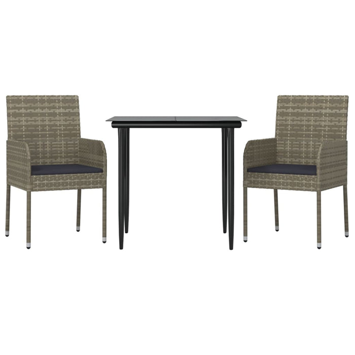 Set mobilier de grădină cu perne, 3 piese, negru/gri, poliratan - WALTI WALTI
