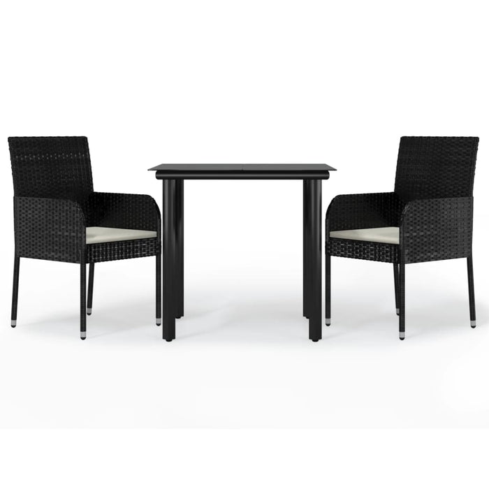 Set mobilier de grădină cu perne, 3 piese, negru, poliratan - WALTI WALTI