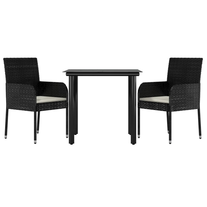 Set mobilier de grădină cu perne, 3 piese, negru, poliratan - WALTI WALTI