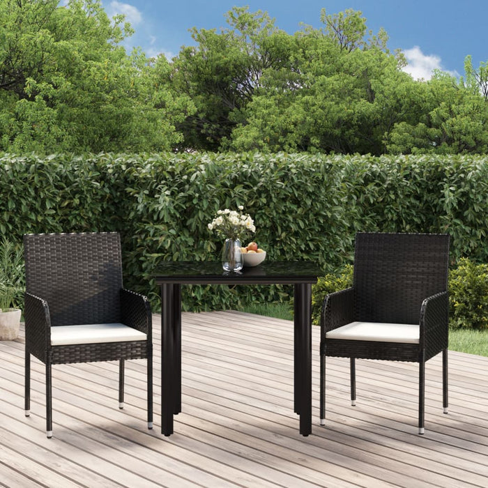 Set mobilier de grădină cu perne, 3 piese, negru, poliratan - WALTI WALTI