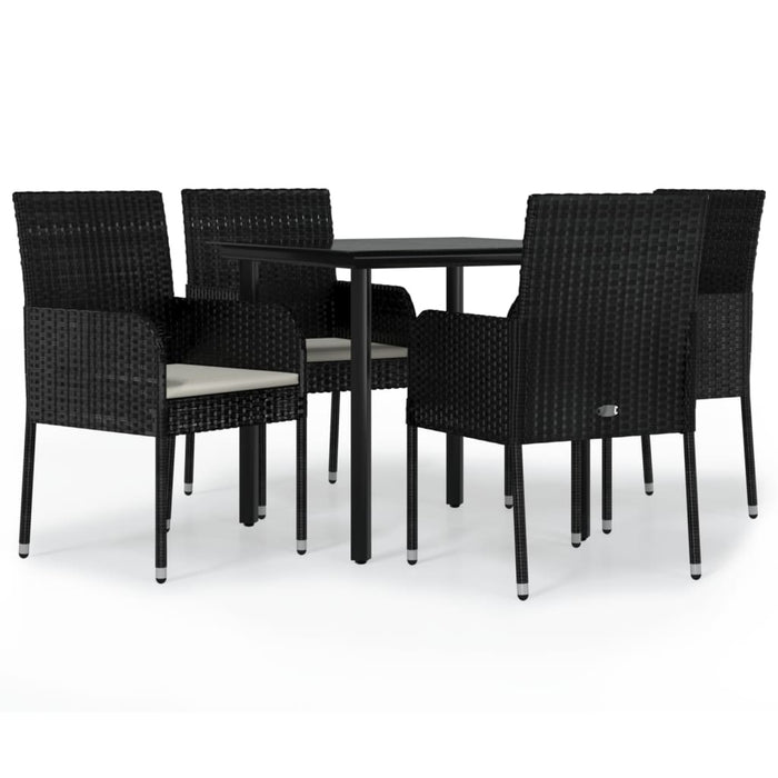 Set mobilier de grădină cu perne, 5 piese, negru, poliratan - WALTI WALTI