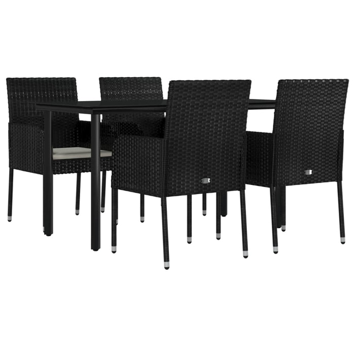 Set mobilier de grădină cu perne, 5 piese, negru, poliratan - WALTI WALTI