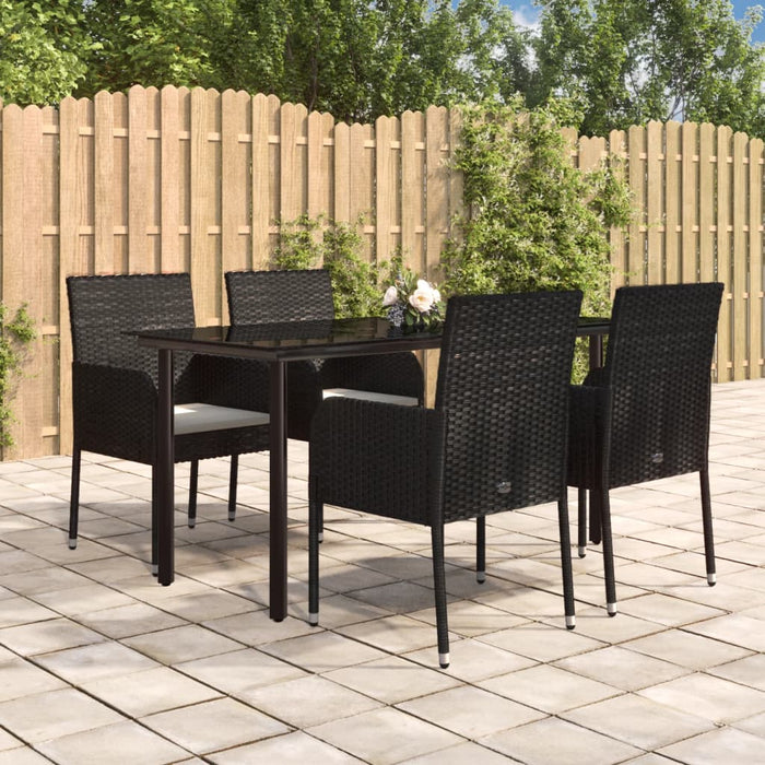 Set mobilier de grădină cu perne, 5 piese, negru, poliratan - WALTI WALTI