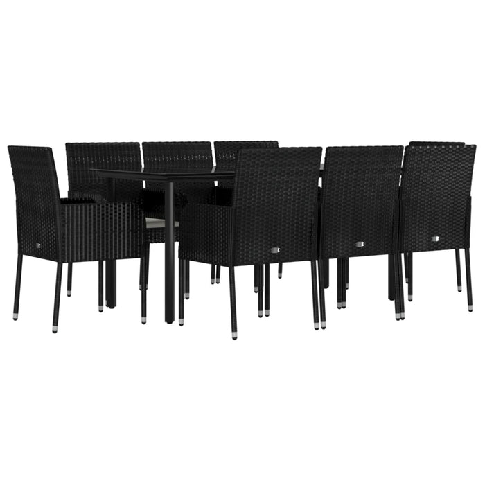 Set mobilier de grădină cu perne, 9 piese, negru, poliratan - WALTI WALTI