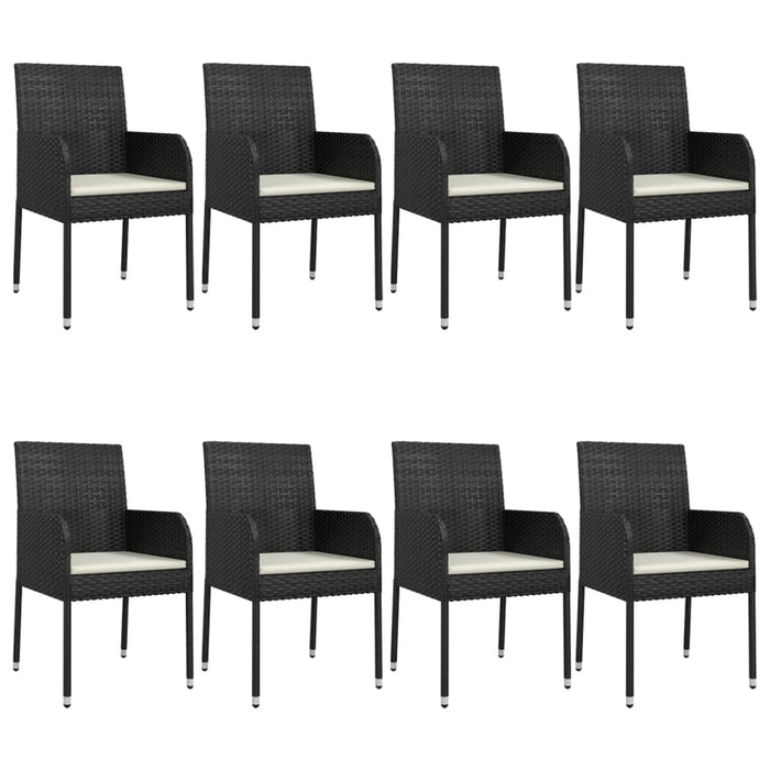 Set mobilier de grădină cu perne, 9 piese, negru, poliratan - WALTI WALTI