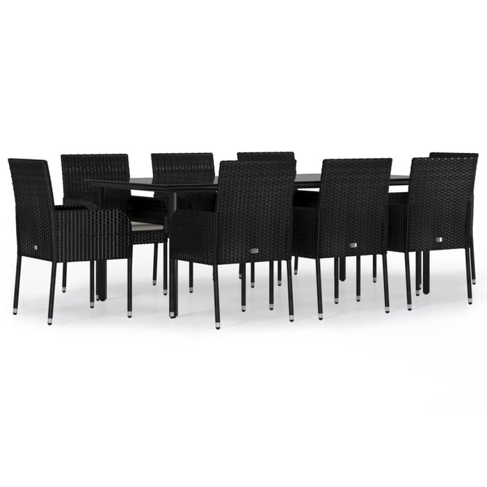 Set mobilier de grădină cu perne, 9 piese, negru, poliratan - WALTI WALTI